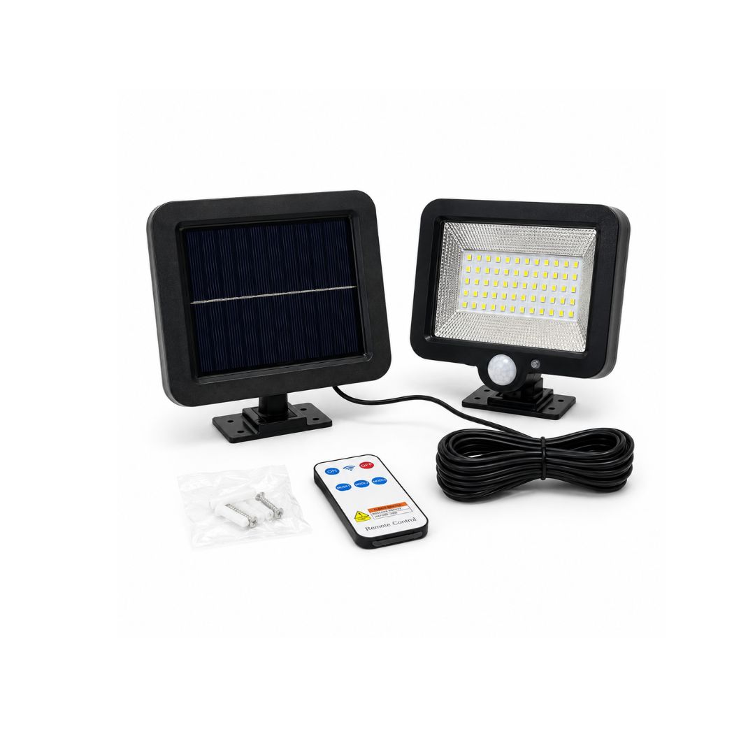 Foco con panel solar y control