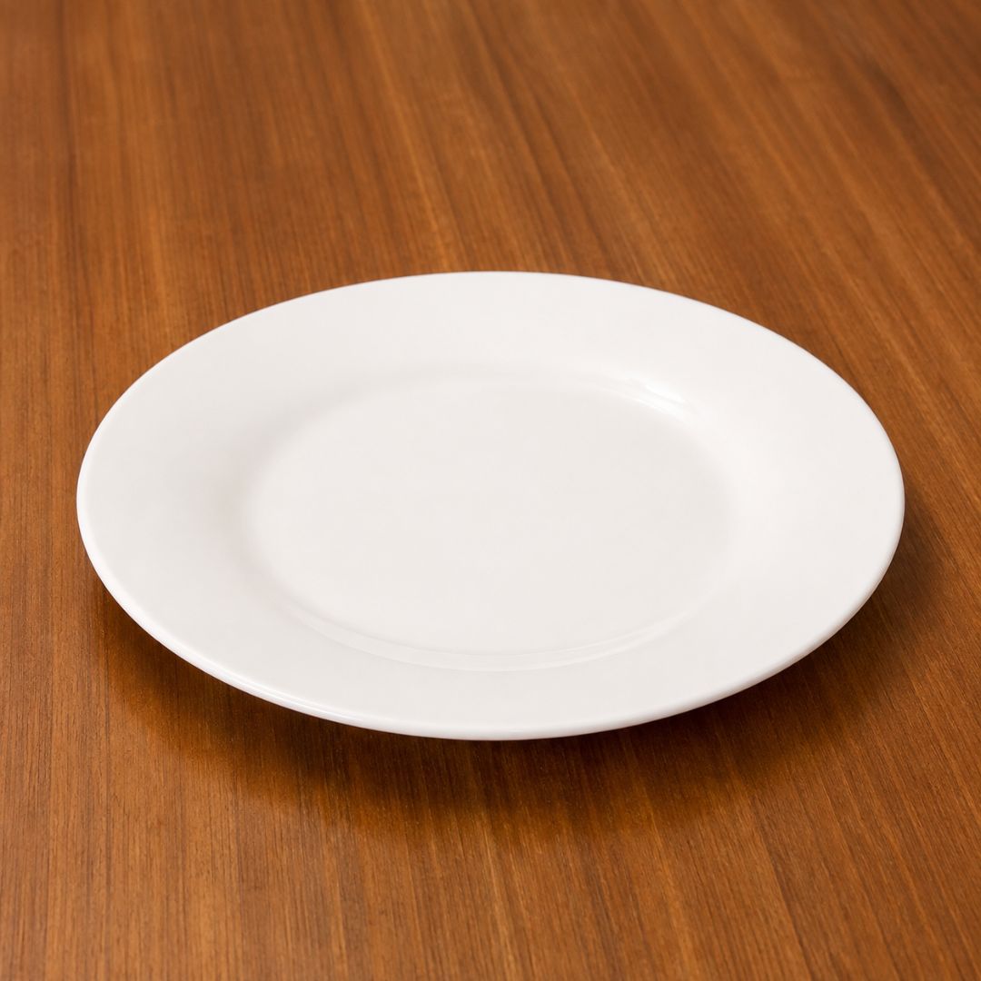 Plato llano de cerámica blanco