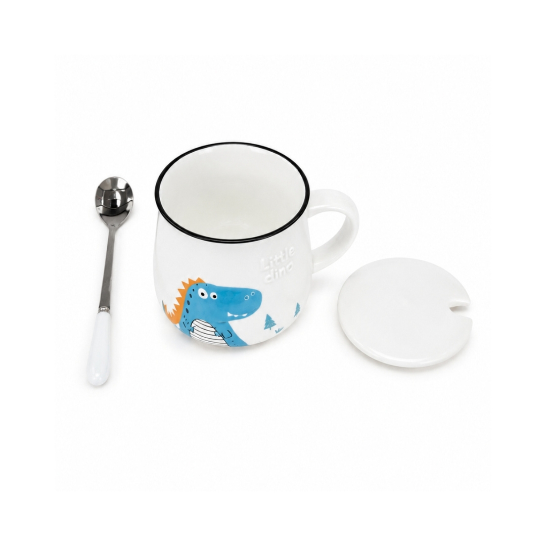 Taza de cerámica dinosaurio con tapa