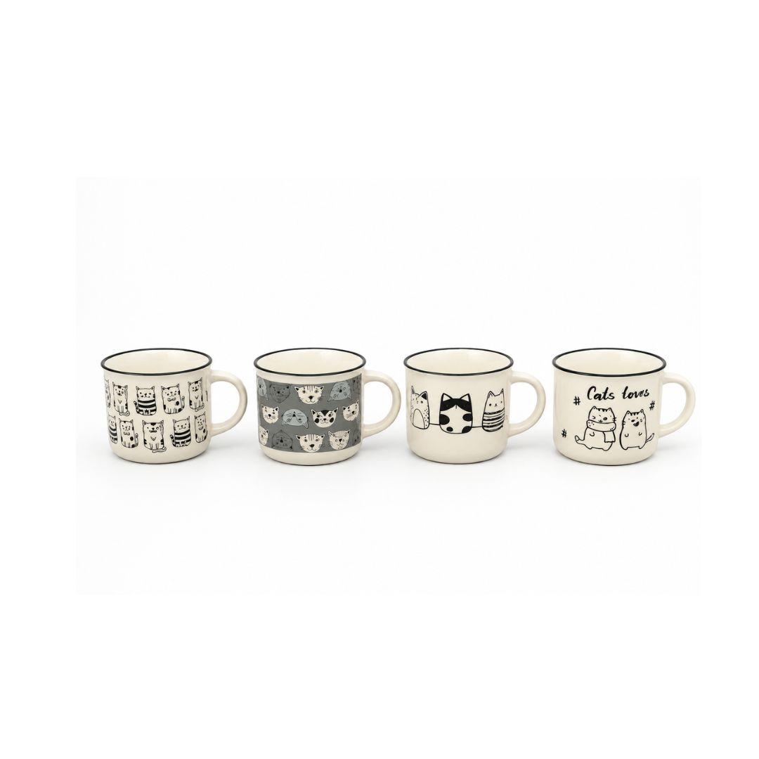 Taza de cerámica chata gatito
