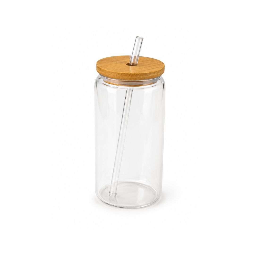 Vaso con sorbito de bambú